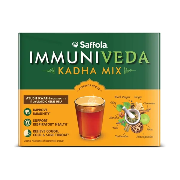 Saffola Immuniveda Kadha Mix, 80 gm (20 Sachets x 4 gm), Pack of 1