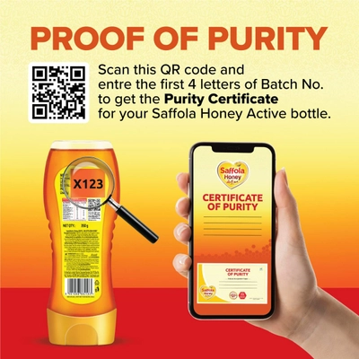 Saffola Honey Active Sqoozy, 2x350 gm (Buy 1 Get 1 Free), Pack of 1