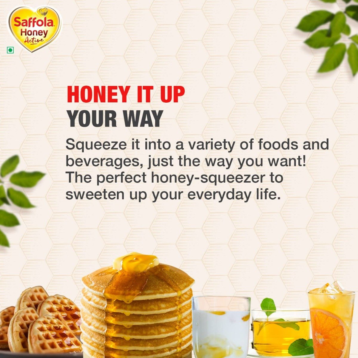 Saffola Honey Active Squeezy, 2x350 gm (Buy 1 Get 1 Free), Pack of 1 Saffola Honey Active Squeezy, 2x350 gm (Buy 1 Get 1 Free), Pack of 1