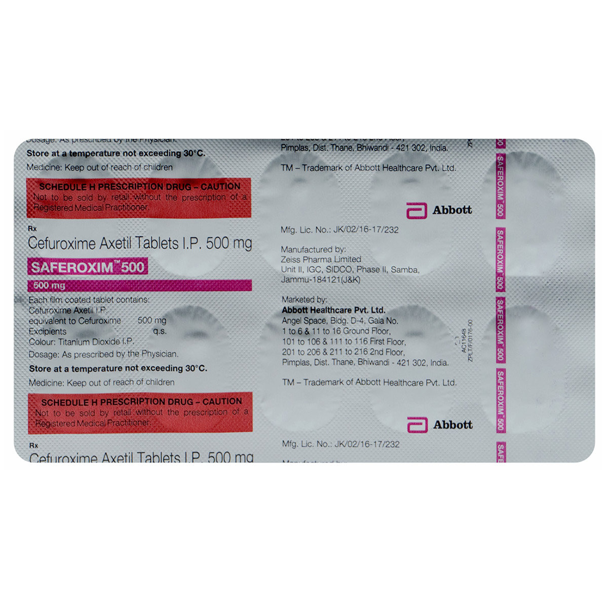 Saferoxim 500 Tablet 10's, Pack of 10 TABLETS Saferoxim 500 Tablet 10's, Pack of 10 TABLETS