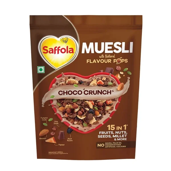 Saffola Muesli Choco Crunch Flavour Pops, 400 gm, Pack of 1