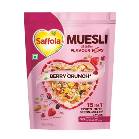 Saffola Muesli Berry Crunch Flavour Pops, 450 gm