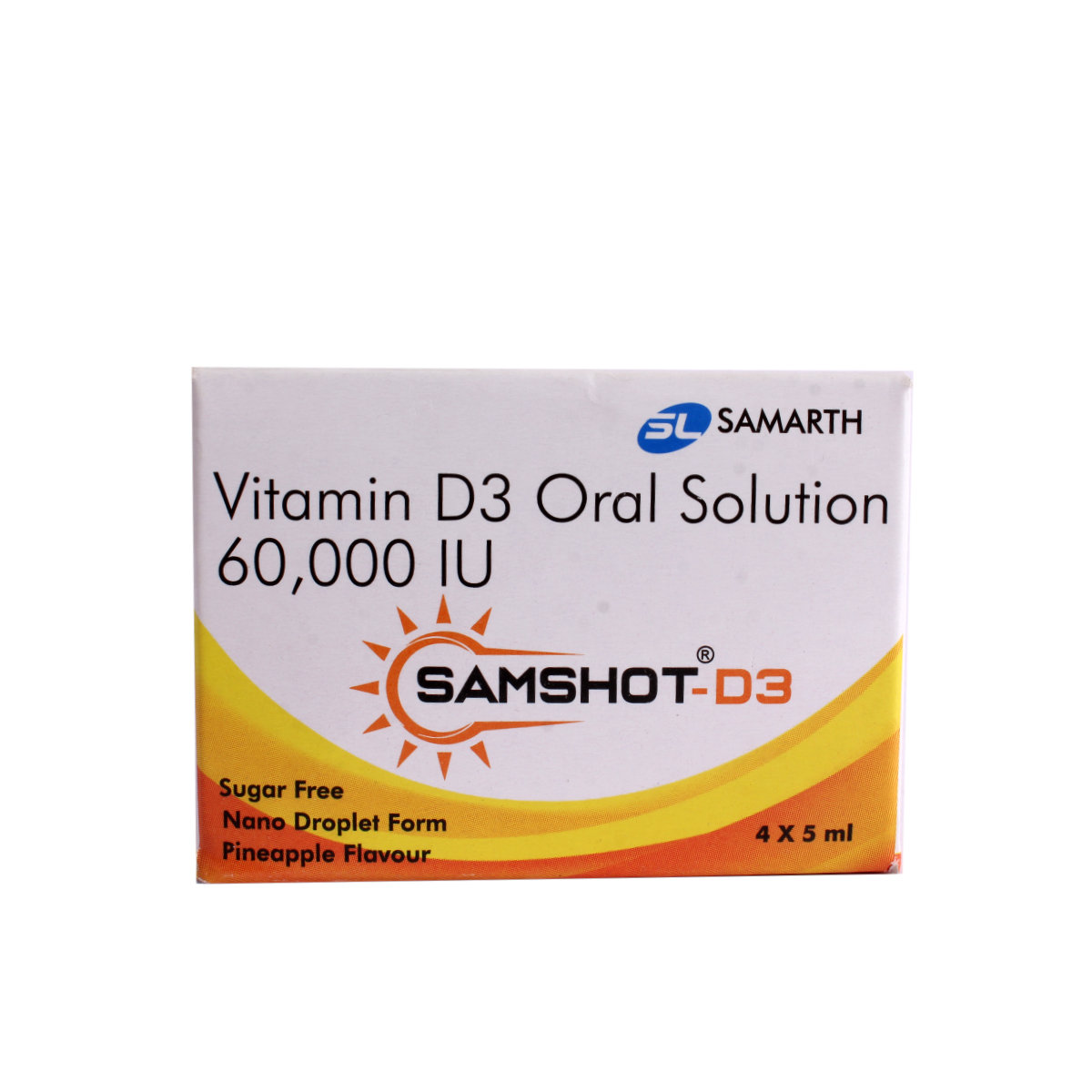 Samshot-D3 Sugar Free Pineapple Oral Solution 4 x 5 ml, Pack of 4 Samshot-D3 Sugar Free Pineapple Oral Solution 4 x 5 ml, Pack of 4
