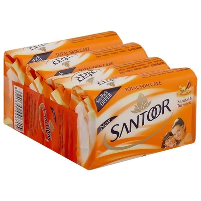 Santoor Sandal &amp; Turmeric Soap, 4 x 75 gm, Pack of 1