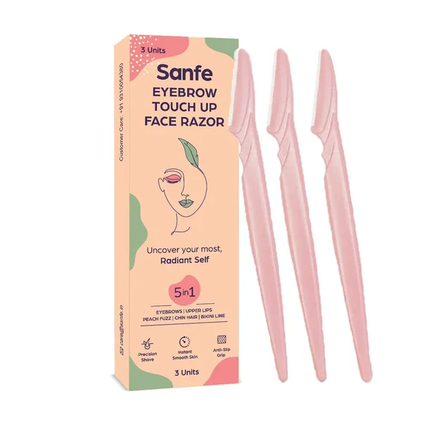Sanfe Eyebrow Touch Up Face Razor For Women, 3 Count