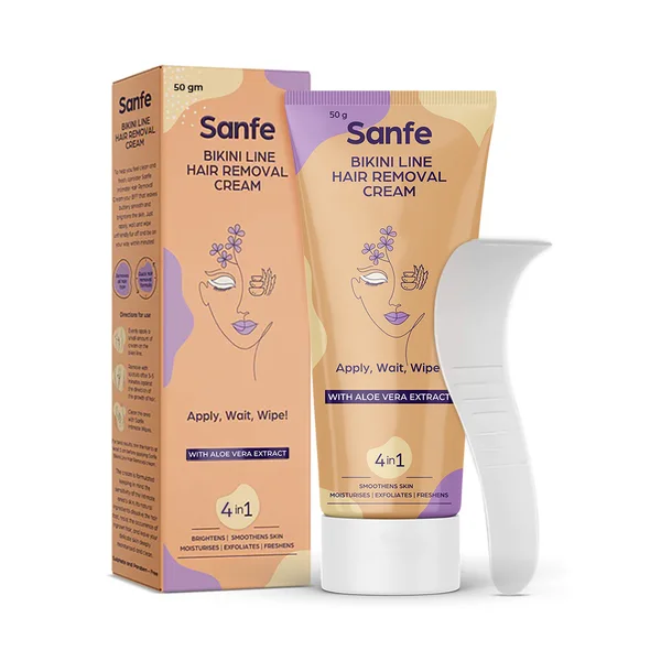 Sanfe Bikini Line Hair Removal Cream with Aloe Vera, 50 gm