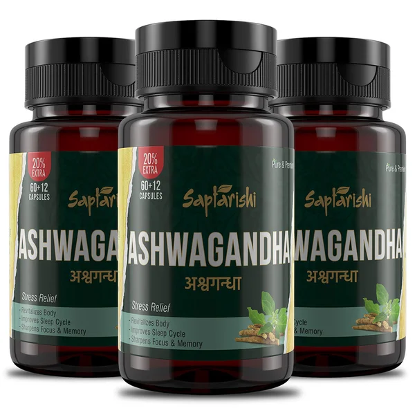 Saptarishi Ashwagandha, 216 Capsules (3x72 Capsules)