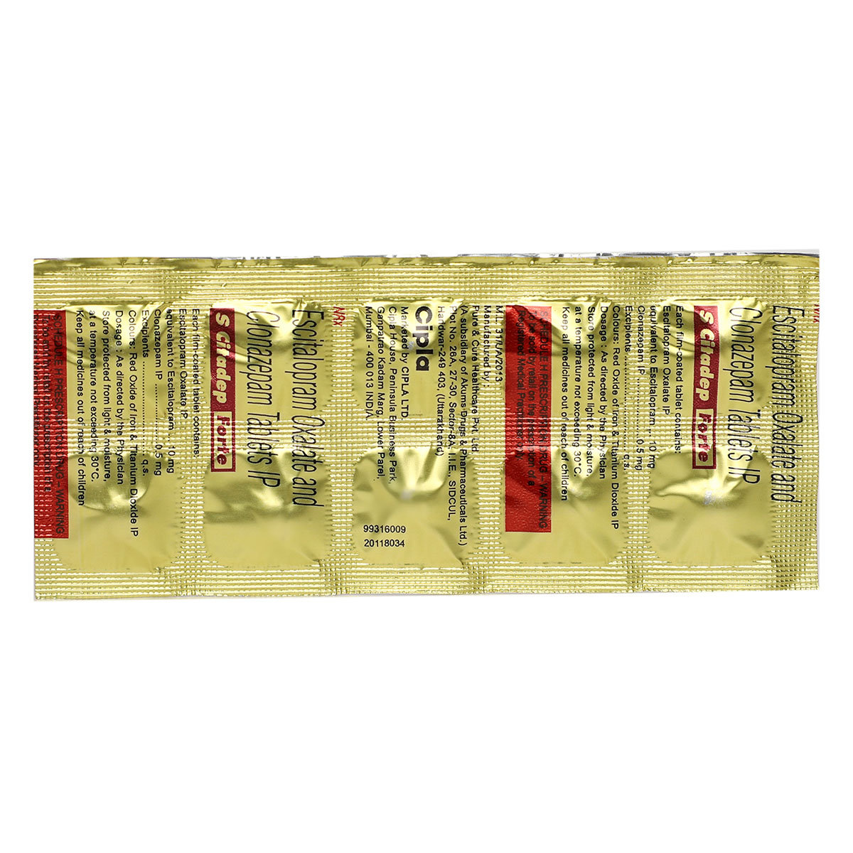 S CITADEP FORTE TABLET 10'S, Pack of 10 TABLETS S CITADEP FORTE TABLET 10'S, Pack of 10 TABLETS