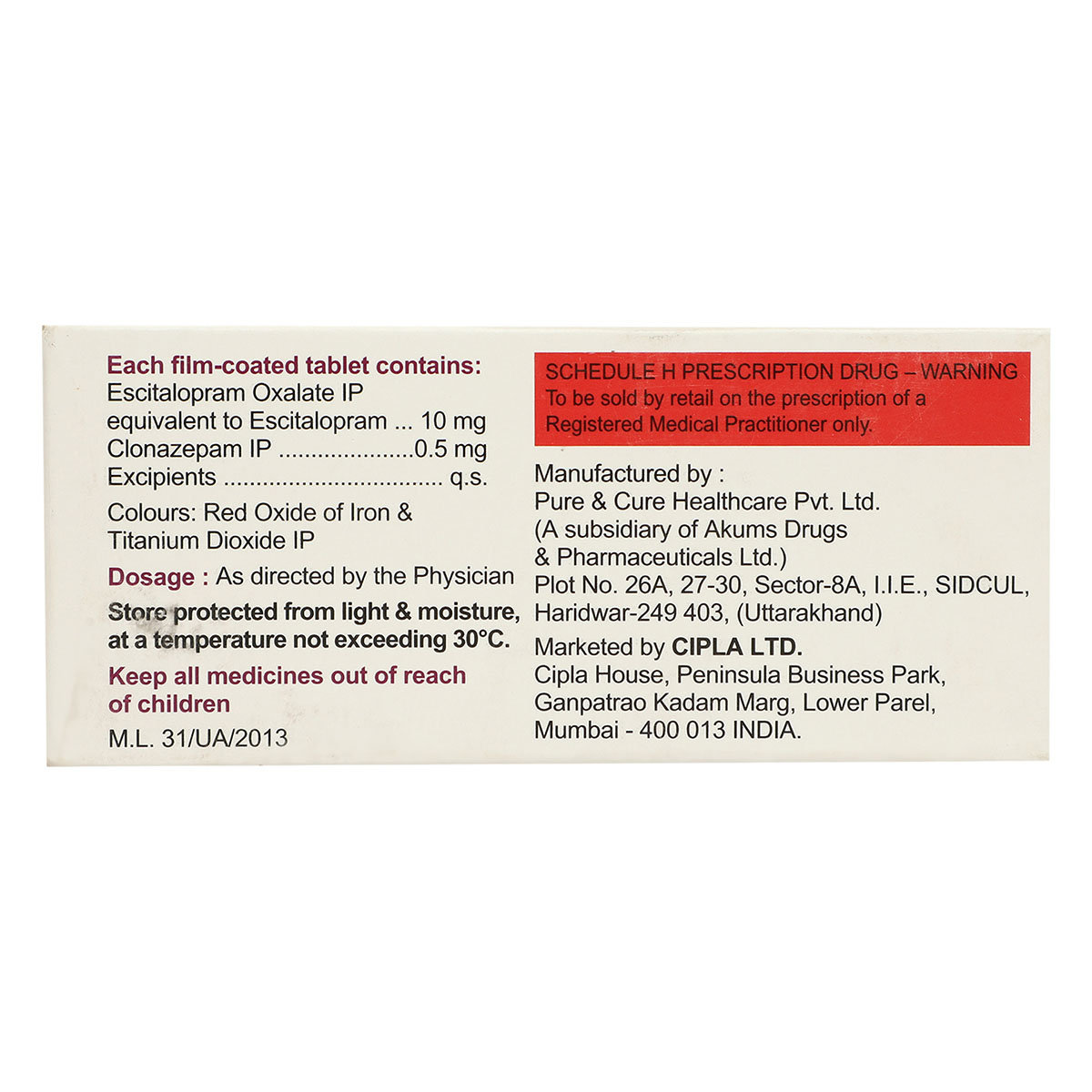 S CITADEP FORTE TABLET 10'S, Pack of 10 TABLETS S CITADEP FORTE TABLET 10'S, Pack of 10 TABLETS