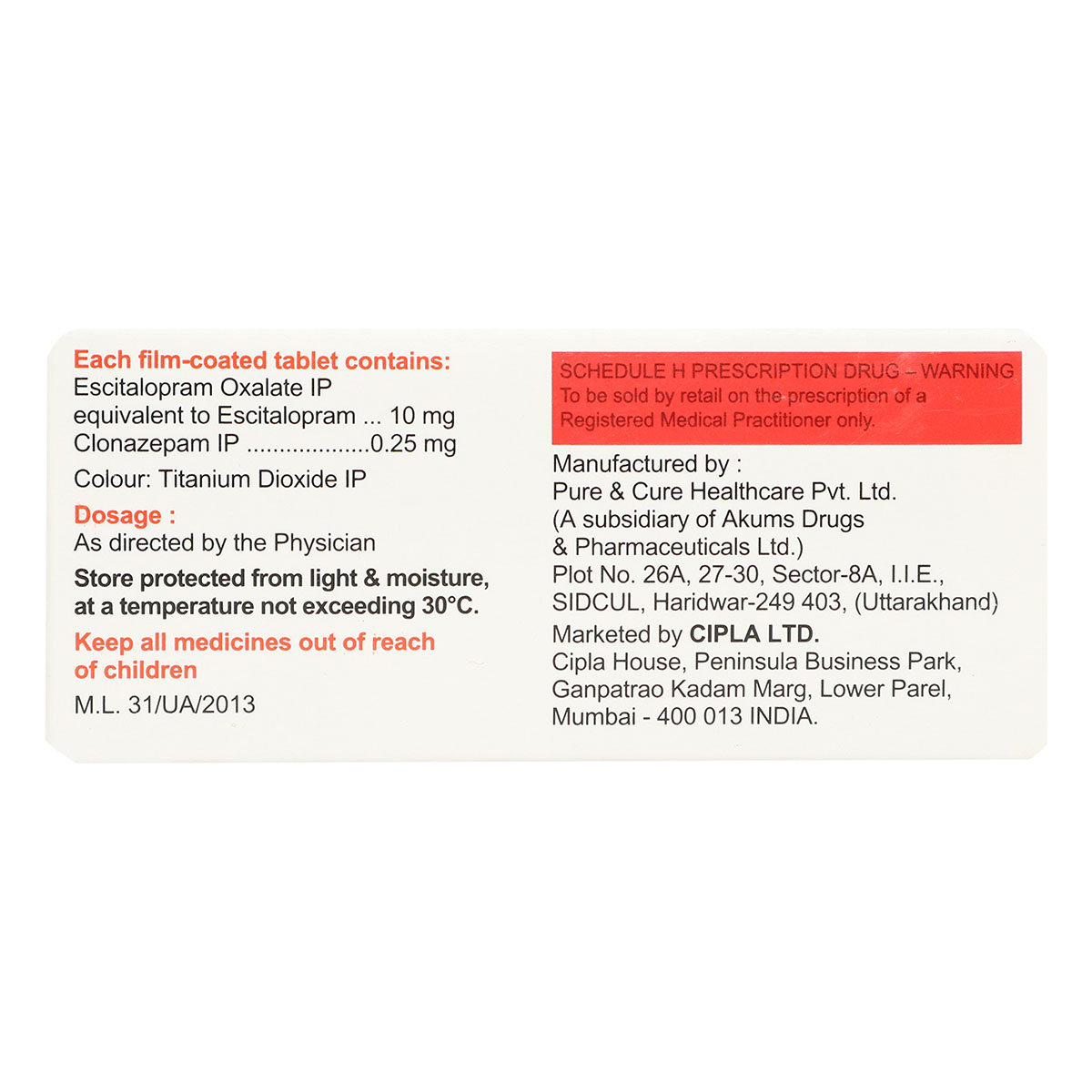 S Citadep LS Tablet 10's, Pack of 10 TABLETS S Citadep LS Tablet 10's, Pack of 10 TABLETS