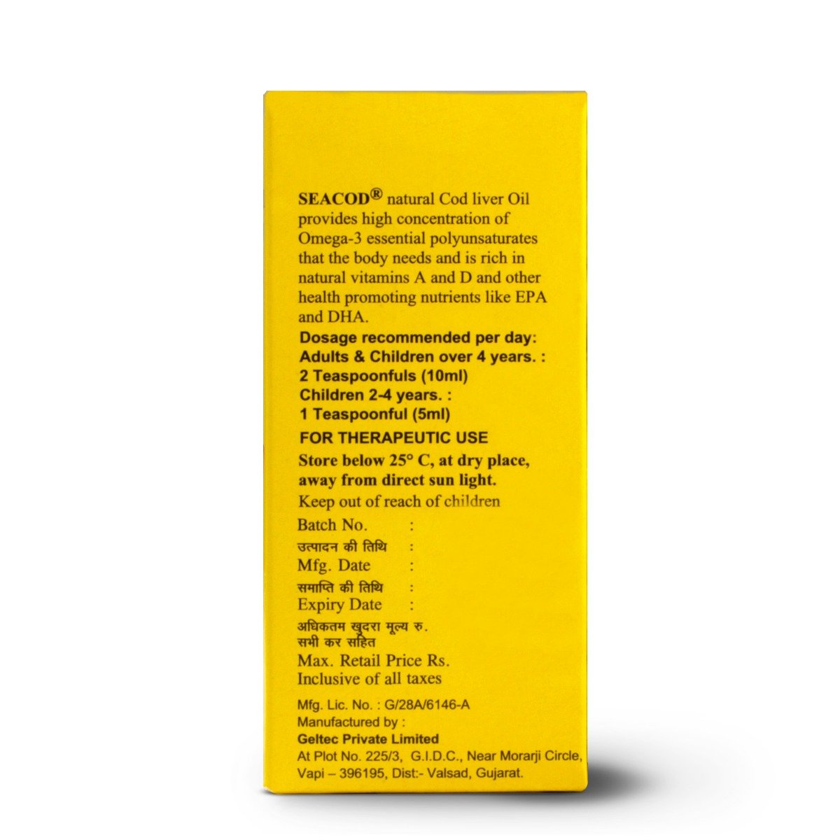 Seacod Cod Liver Oil, 60 ml, Pack of 1 Seacod Cod Liver Oil, 60 ml, Pack of 1