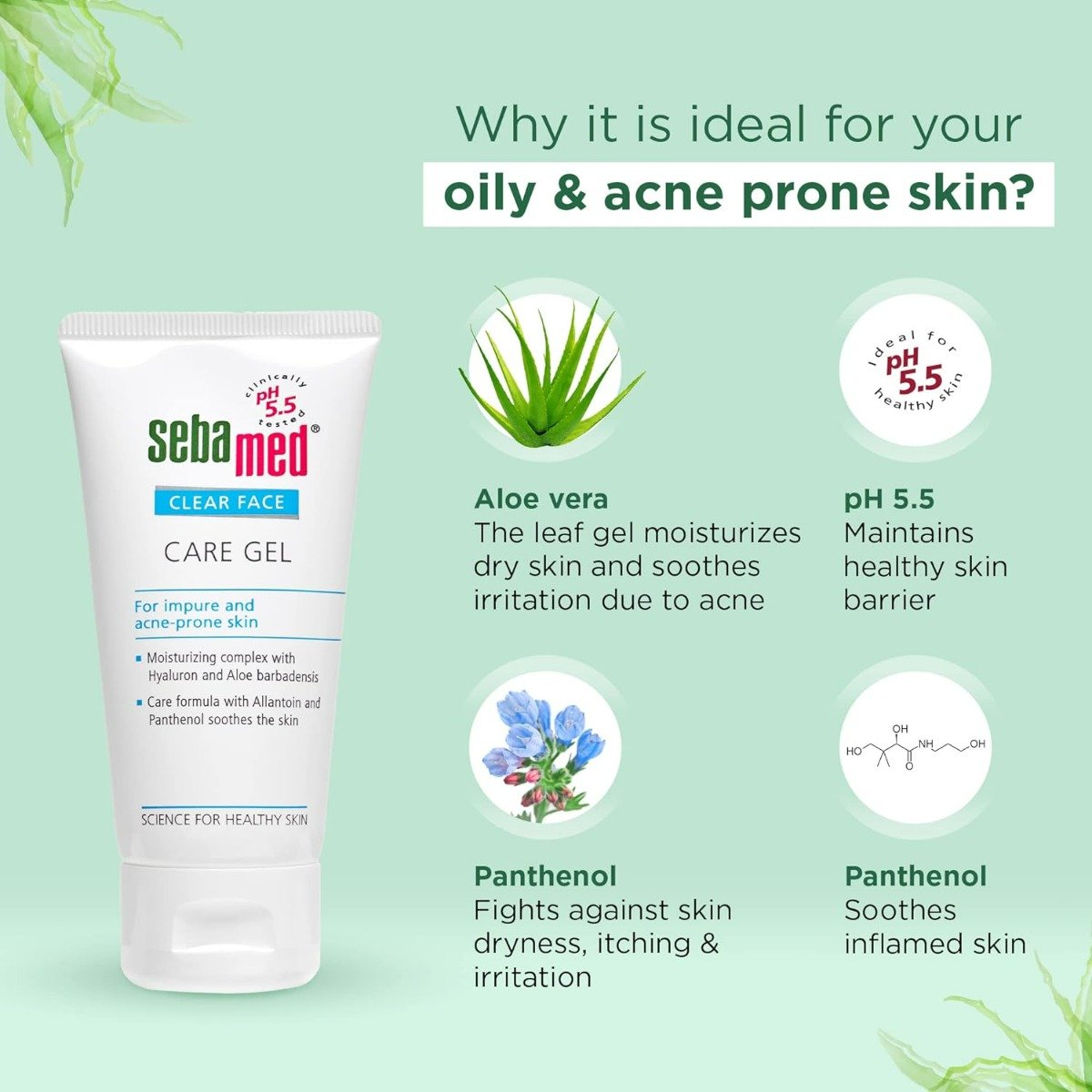 Sebamed Clear Face Care Gel, 50 ml, Pack of 1 Sebamed Clear Face Care Gel, 50 ml, Pack of 1