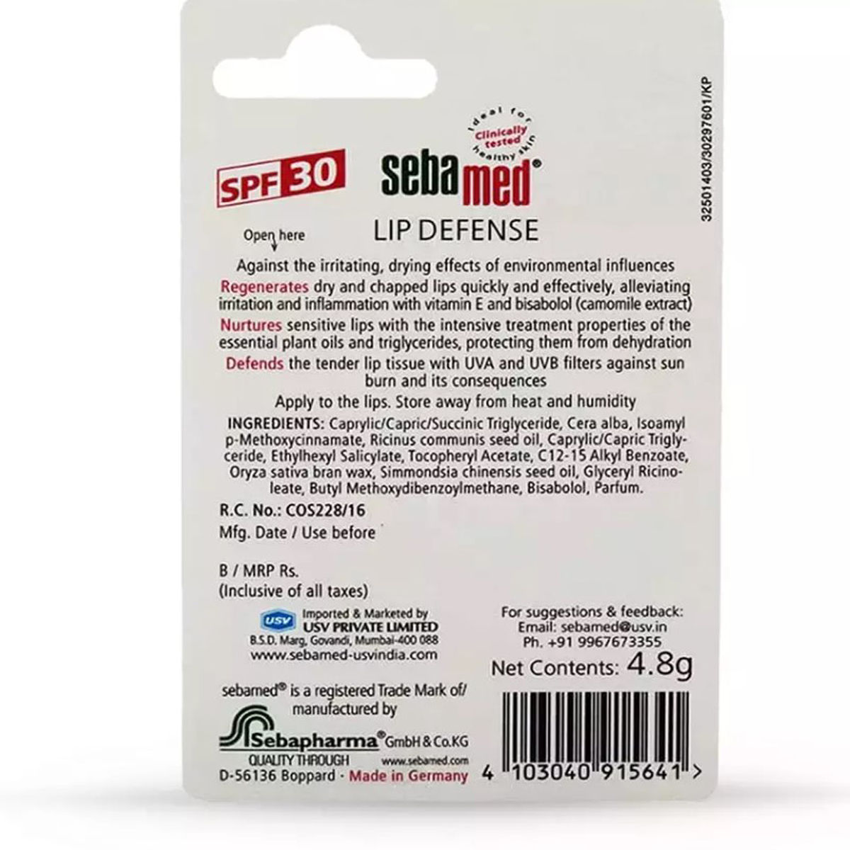 Sebamed Lip Defense Chapstick Spf 30 Lip Balm, 4.8 gm Price, Uses, Side