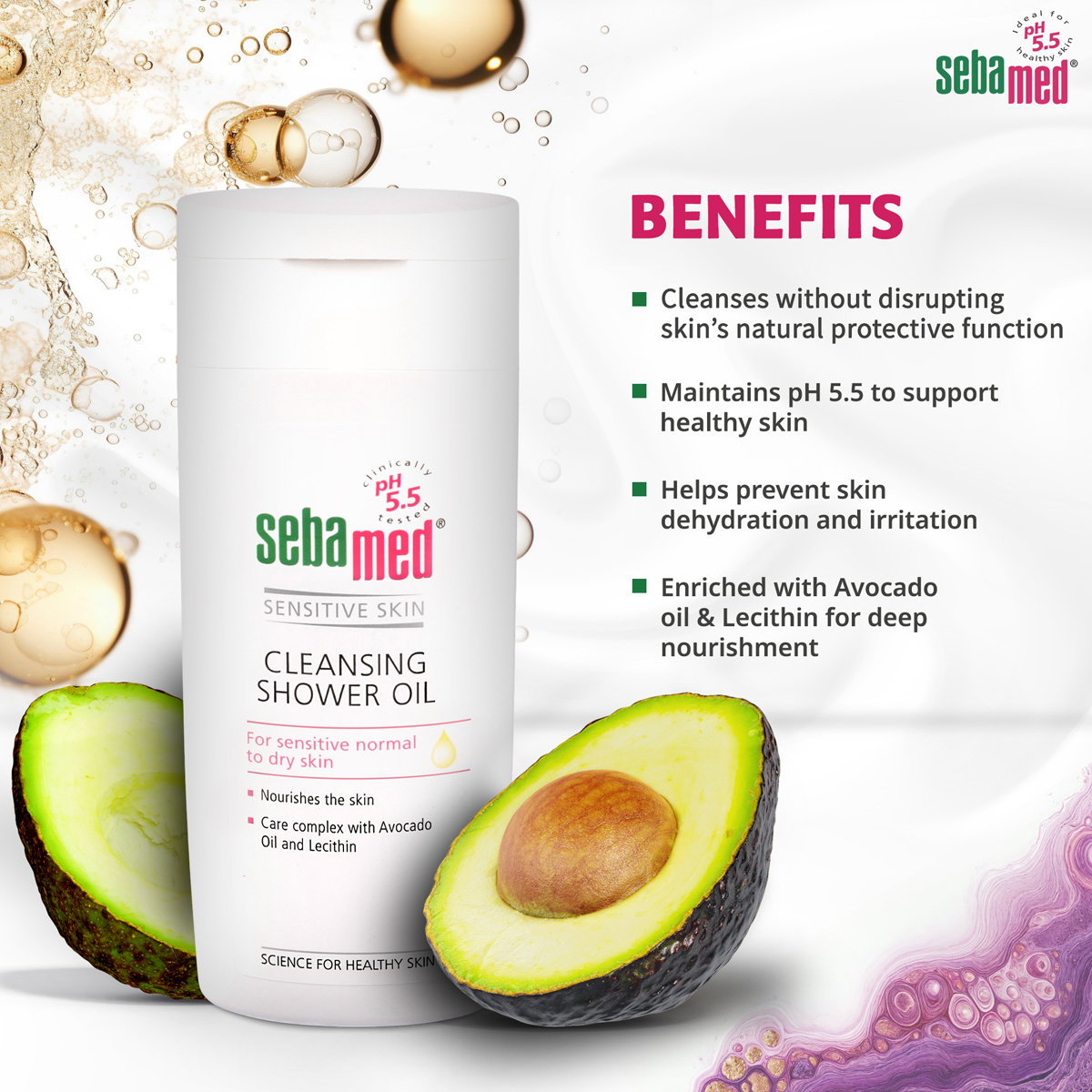 Sebamed Cleansing Shower Oil 200 ml | With Avacado Oil & Lecithin | Nourishes Skin | For Sensitive Normal To Dry Skin, Pack of 1 Sebamed Cleansing Shower Oil 200 ml | With Avacado Oil & Lecithin | Nourishes Skin | For Sensitive Normal To Dry Skin, Pack of 1