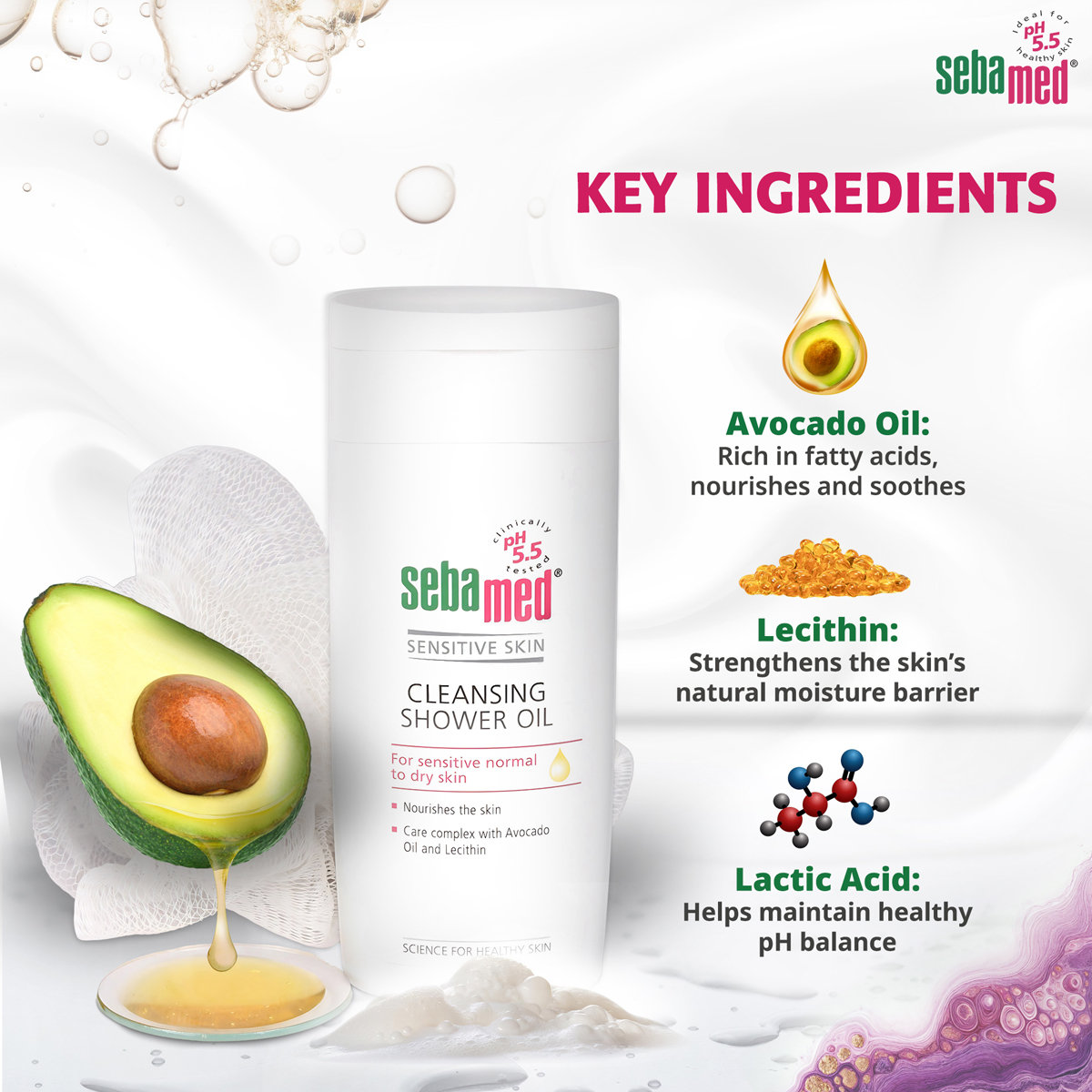 Sebamed Cleansing Shower Oil 200 ml | With Avacado Oil & Lecithin | Nourishes Skin | For Sensitive Normal To Dry Skin, Pack of 1 Sebamed Cleansing Shower Oil 200 ml | With Avacado Oil & Lecithin | Nourishes Skin | For Sensitive Normal To Dry Skin, Pack of 1