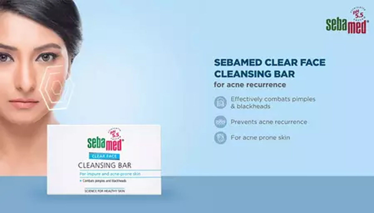 Sebamed Clear Face Cleansing Bar 100 gm | Combats Pimples & Blackheads | pH 5.5 | For Impure & Acne Prone Skin, Pack of 1 Sebamed Clear Face Cleansing Bar 100 gm | Combats Pimples & Blackheads | pH 5.5 | For Impure & Acne Prone Skin, Pack of 1