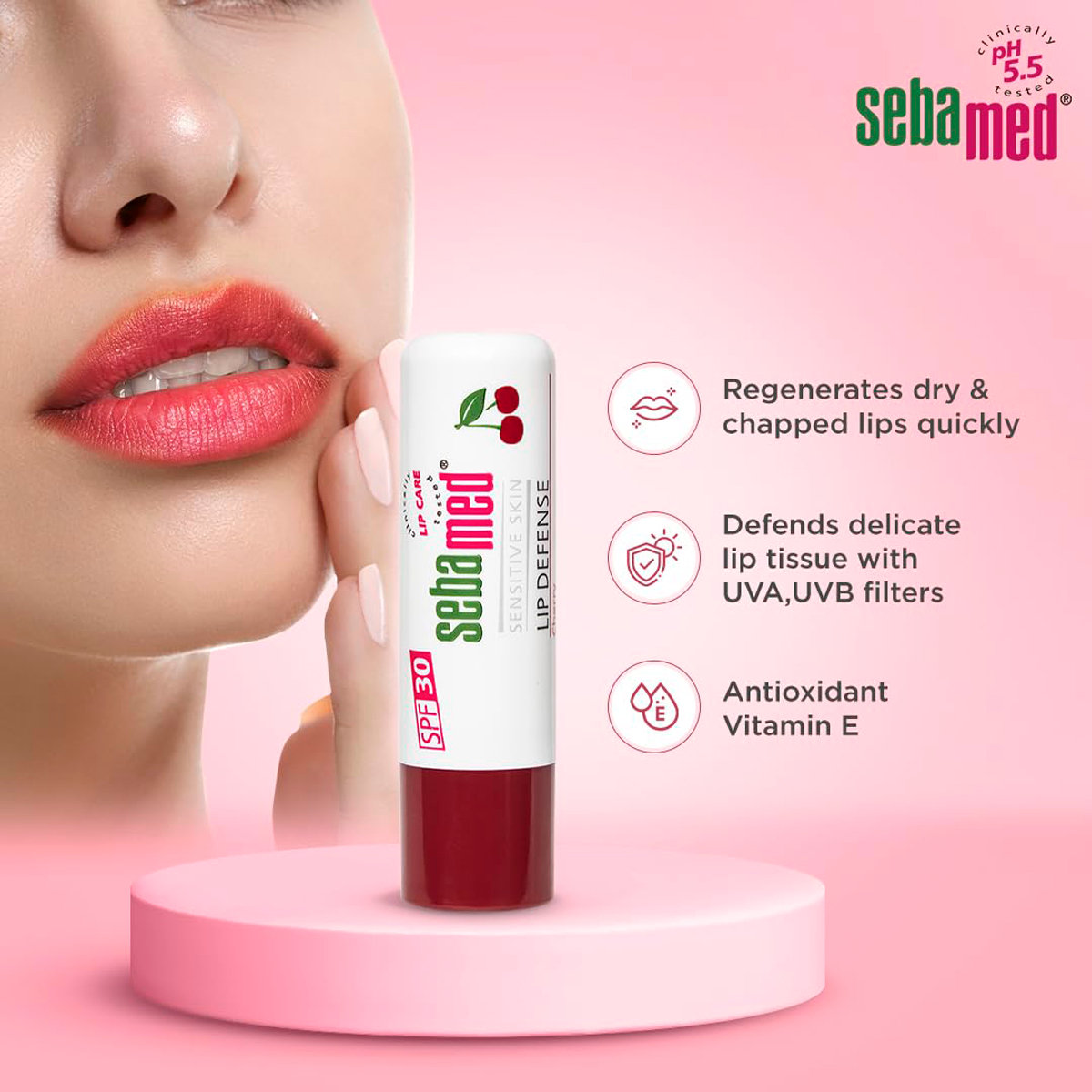 Sebamed Lip Defence SPF30 Cherry Lip Balm, 4.8 gm, Pack of 1 Sebamed Lip Defence SPF30 Cherry Lip Balm, 4.8 gm, Pack of 1