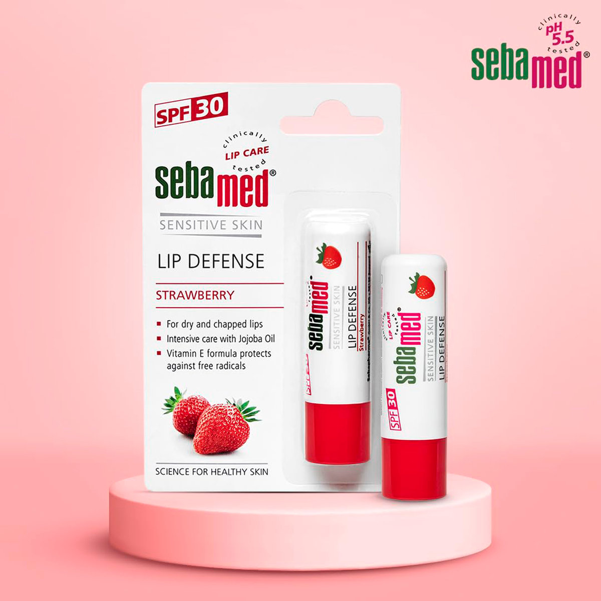 Sebamed Lip Defence SPF 30 Strawberry Lip Balm, 4.8 gm, Pack of 1 Sebamed Lip Defence SPF 30 Strawberry Lip Balm, 4.8 gm, Pack of 1
