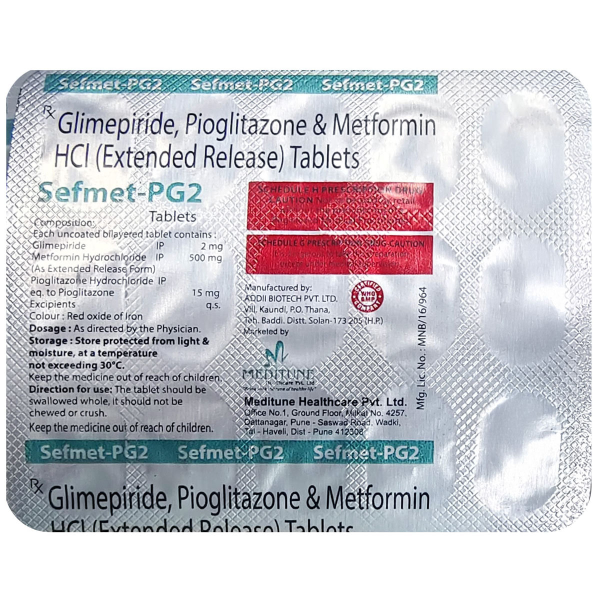 Sefmet-PG2 Tablet 15's, Pack of 15 Sefmet-PG2 Tablet 15's, Pack of 15