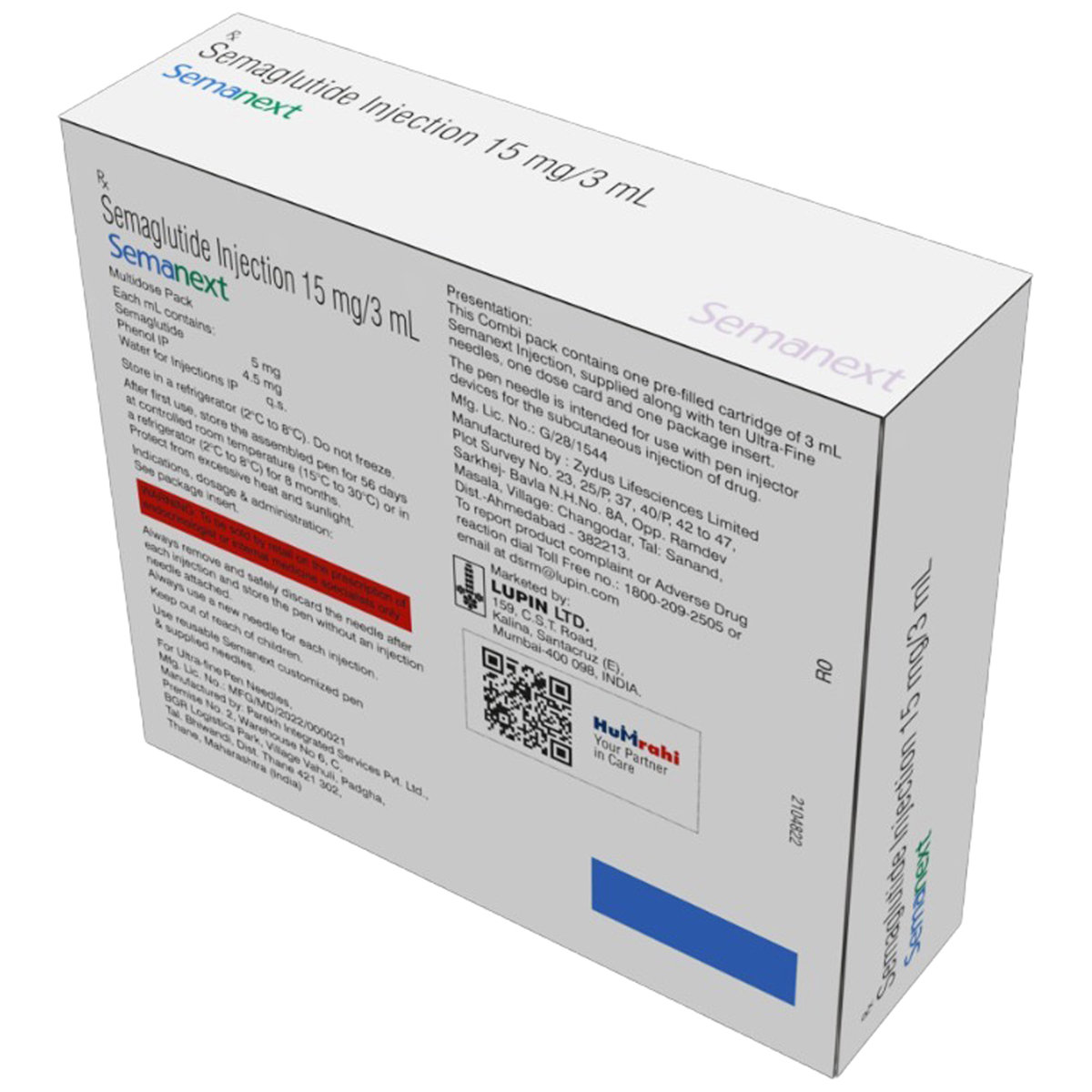 Buy Semanext 15mg/3ml Injection (3ml Cartridge + 10 Needles) online ...