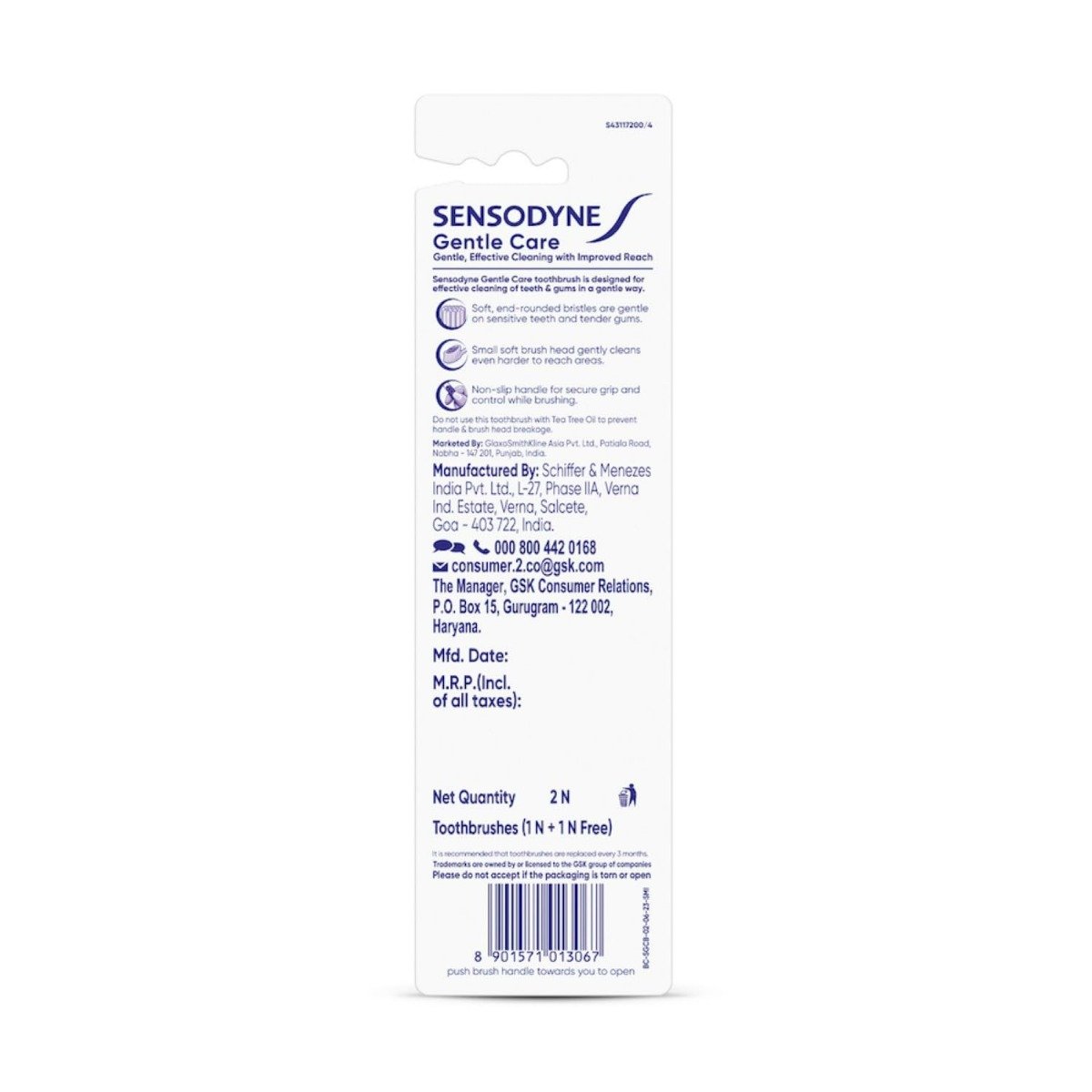Sensodyne Gentle Care Soft Toothbrush, 2 Count ( Buy 1 Get 1 Free), Pack of 1 Sensodyne Gentle Care Soft Toothbrush, 2 Count ( Buy 1 Get 1 Free), Pack of 1