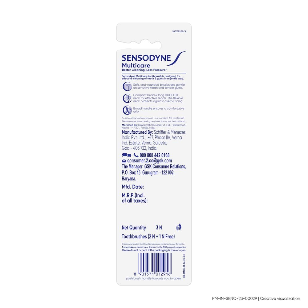 Sensodyne Multicare Soft Toothbrush, 3 Count (Buy 2 Get 1 Free), Pack of 1 Sensodyne Multicare Soft Toothbrush, 3 Count (Buy 2 Get 1 Free), Pack of 1