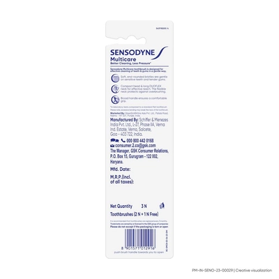 Sensodyne Multicare Soft Toothbrush, 3 Count (Buy 2 Get 1 Free), Pack of 1