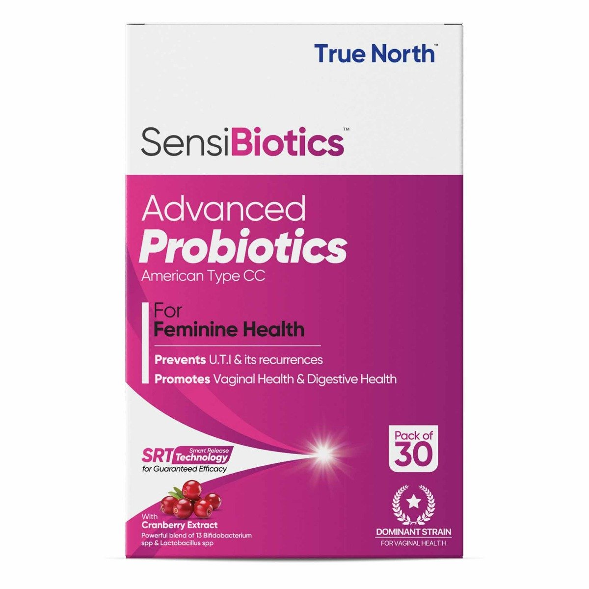 Truenorth Sensibiotics Advanced Probiotics for Feminine Health, 30 Capsules, Pack of 1 Truenorth Sensibiotics Advanced Probiotics for Feminine Health, 30 Capsules, Pack of 1