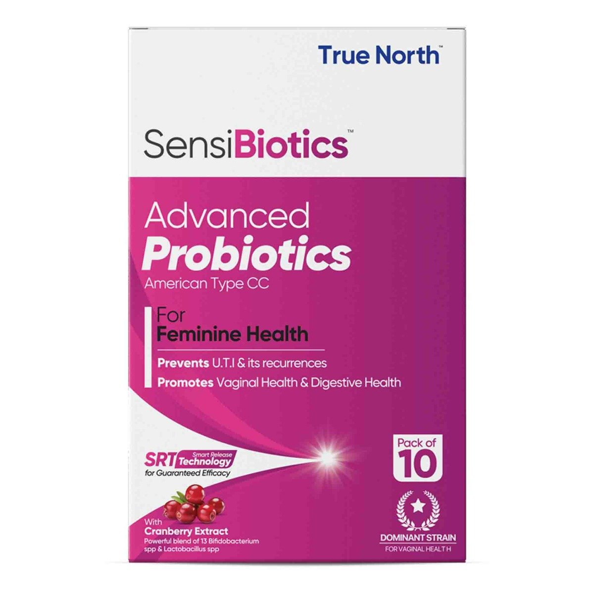 Truenorth Sensibiotics Advanced Probiotics for Feminine Health, 10 Capsules, Pack of 1 Truenorth Sensibiotics Advanced Probiotics for Feminine Health, 10 Capsules, Pack of 1