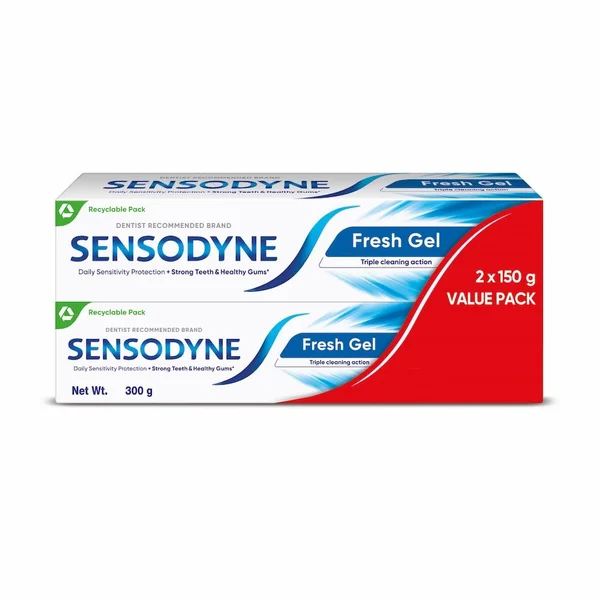 Sensodyne Fresh Gel Toothpaste, 300 gm (2 x 150gm), Pack of 1