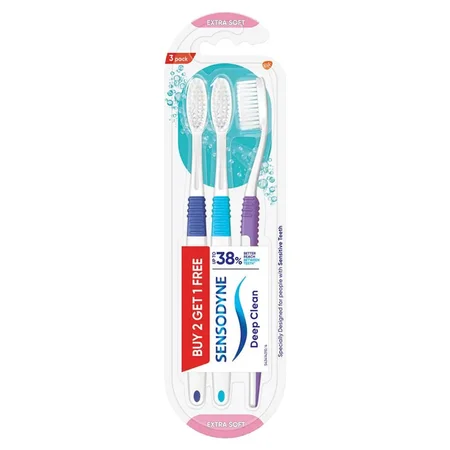 Sensodyne Deep Clean Extra Soft Toothbrush, 3 Count (Buy 2 Get 1 Free)