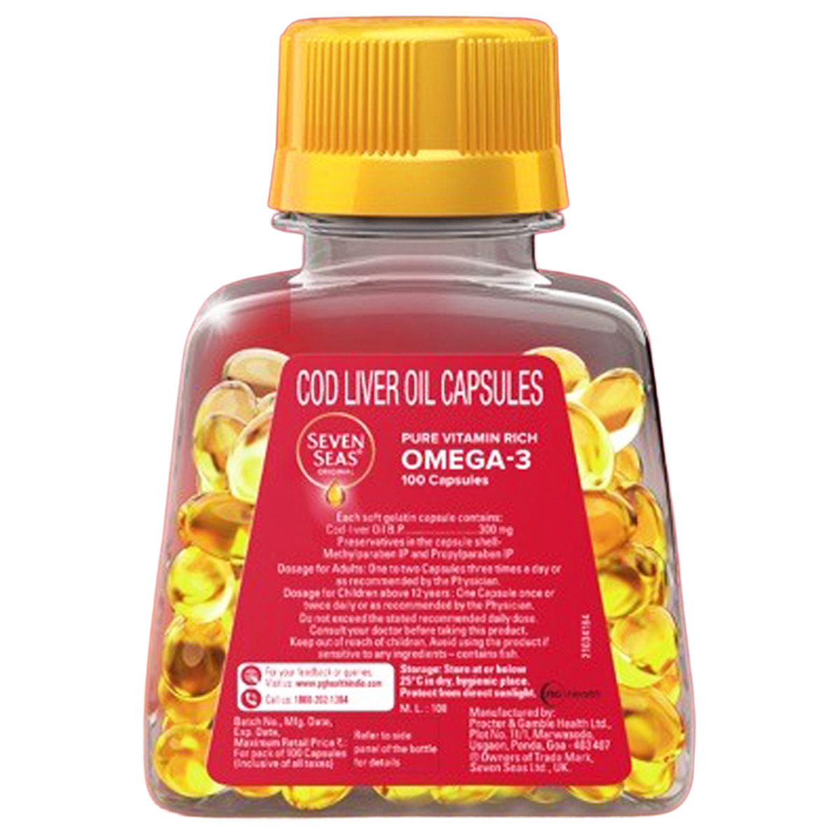 Seven Seas Original Cod-Liver Oil 300 mg, 100 Capsules, Pack of 1 Seven Seas Original Cod-Liver Oil 300 mg, 100 Capsules, Pack of 1