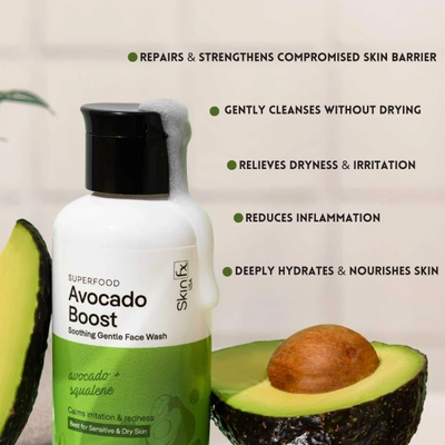 Skin Fx Superfood Avocado Boost Soothing Face Wash, 100 ml, Pack of 1