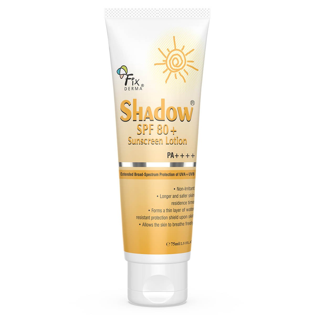 Fixderma Shadow SPF 80+ Sunscreen Lotion 75 ml, Pack of 1 Fixderma Shadow SPF 80+ Sunscreen Lotion 75 ml, Pack of 1