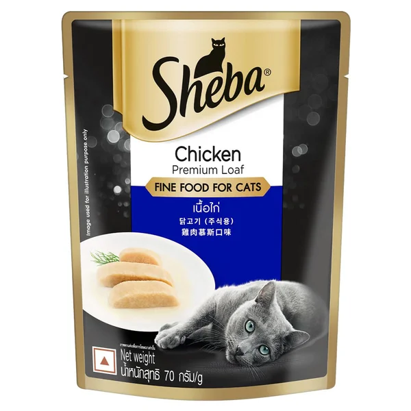 Sheba Chicken Premium Loaf Fine Wet Food for Cat, 70 gm, Pack of 1