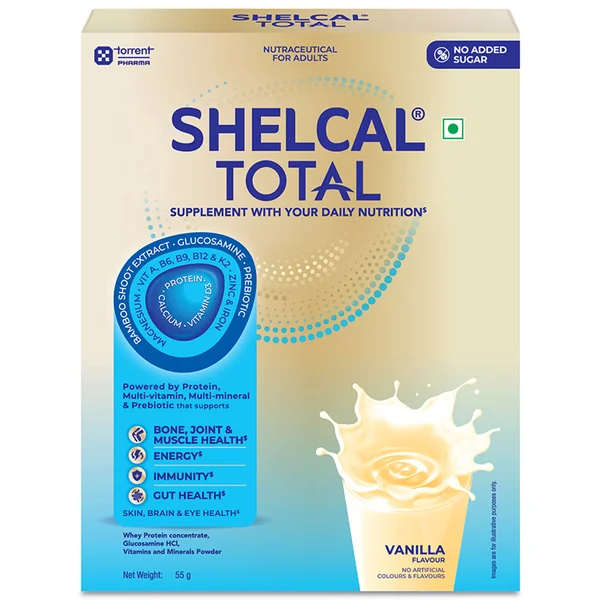 Shelcal Total Adults Sugar Free Vanilla Flavour Powder, 55 gm