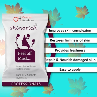 Shinorich Peel Off Mask, 2 Sachets (2x30gm), Pack of 1