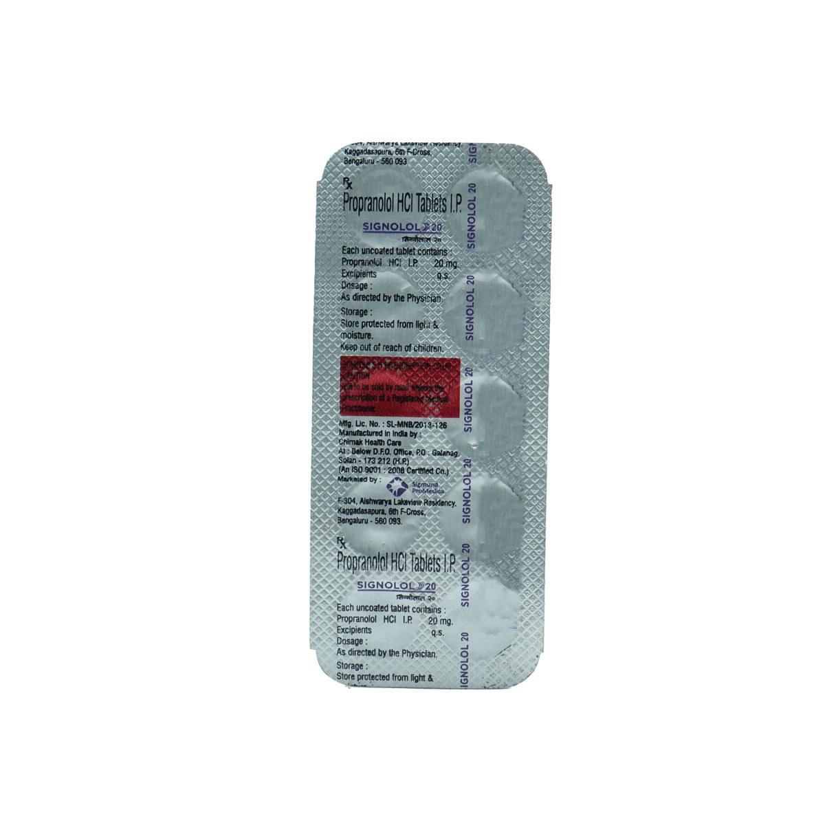 SIGNOLOL 20MG TABLET, Pack of 10 TABLETS