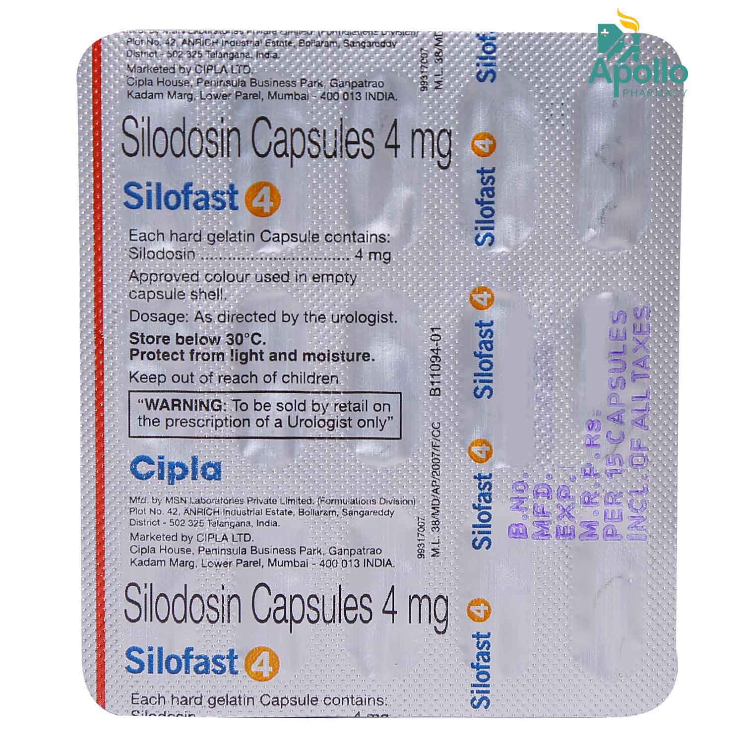 Silofast 4 Capsule 15's, Pack of 15 CAPSULES