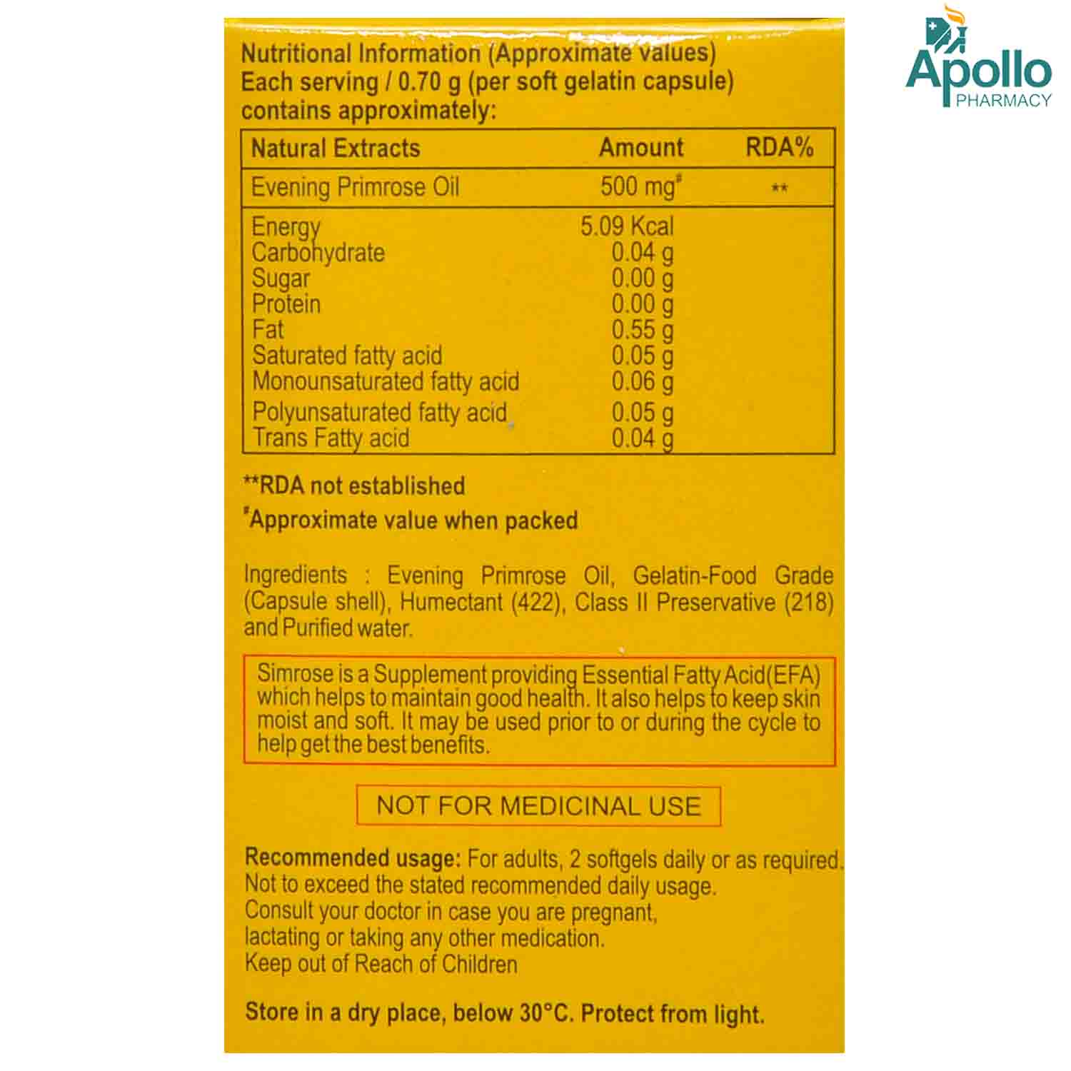 Simrose-500 Capsule 15's, Pack of 15 CapsuleS Simrose-500 Capsule 15's, Pack of 15 CapsuleS