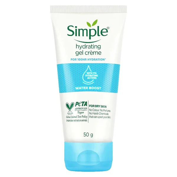 Simple Water Boost Hydrating Gel Creme 50 gm | With 11% Hydrating Actives | Provides Hydration For 100hrs | For Dry Skin, Pack of 1