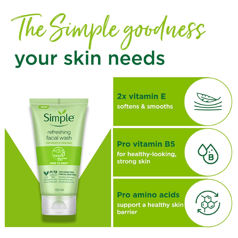 Simple Kind to Skin Refreshing Facial Wash, 150 ml, Pack of 1 Simple Kind to Skin Refreshing Facial Wash, 150 ml, Pack of 1