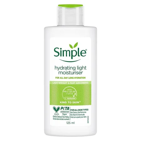Simple Kind To Skin Hydrating Light Moisturiser 125 ml | Pro Vitamin B5, E & Aminoacids | Provides All Day Long Hydration | Lightweight & Non Greasy | For All Skin Type