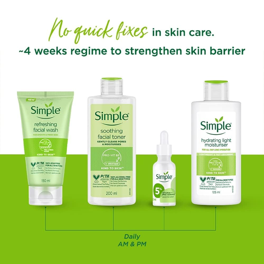Simple Kind To Skin Hydrating Light Moisturiser 125 ml | Pro Vitamin B5, E & Aminoacids | Provides All Day Long Hydration | Lightweight & Non Greasy | For All Skin Type, Pack of 1 Simple Kind To Skin Hydrating Light Moisturiser 125 ml | Pro Vitamin B5, E & Aminoacids | Provides All Day Long Hydration | Lightweight & Non Greasy | For All Skin Type, Pack of 1