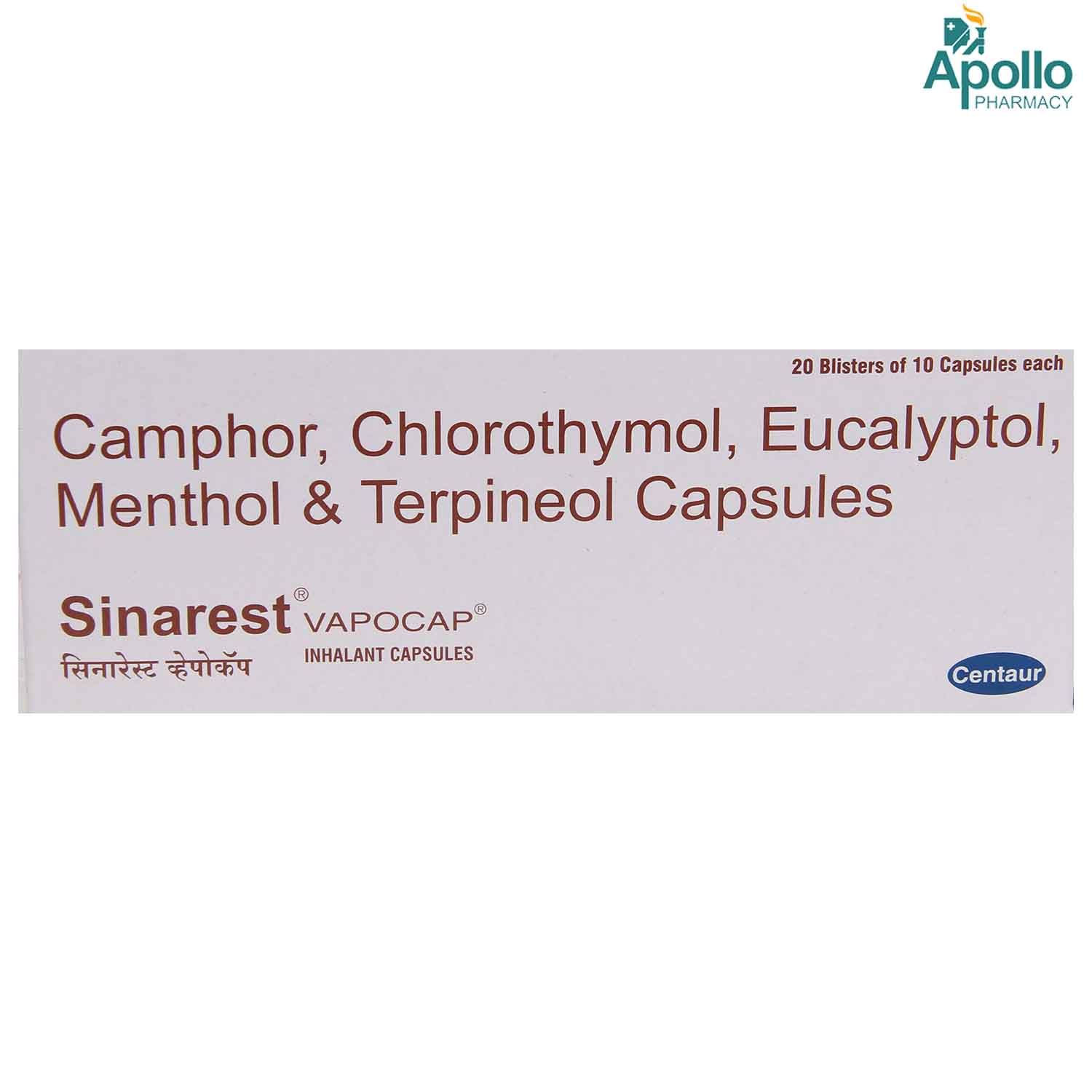 Vapocaps Sinarest Vapocap Inhalant Capsules 10's Price, Uses, Side Effects ...