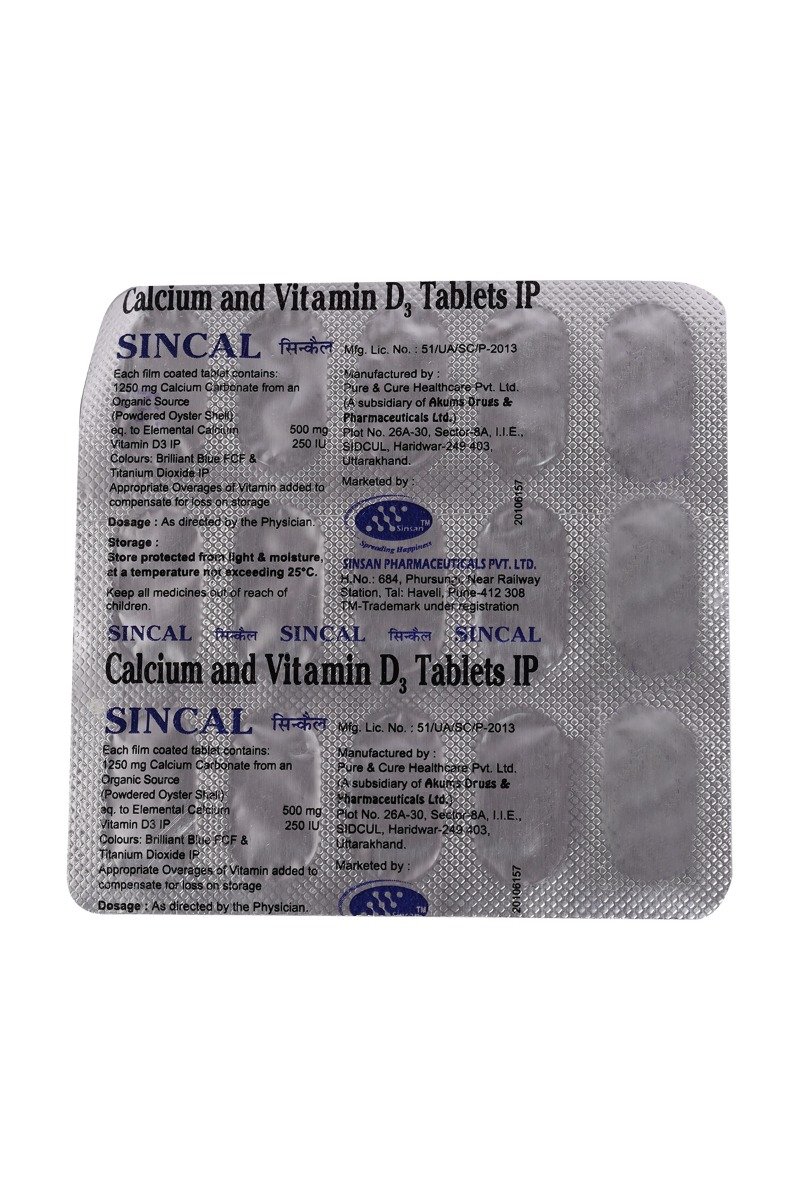 Sincal 500 mg Tablet 15's, Pack of 15 TabletS Sincal 500 mg Tablet 15's, Pack of 15 TabletS