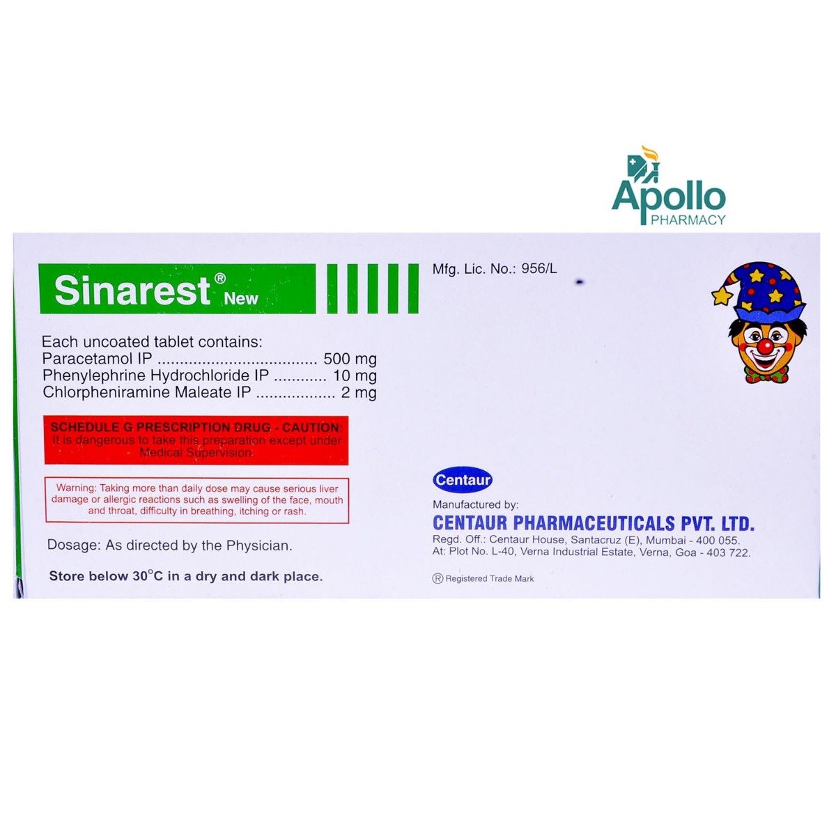 Sinarest Tablet 10's, Pack of 10 Sinarest Tablet 10's, Pack of 10