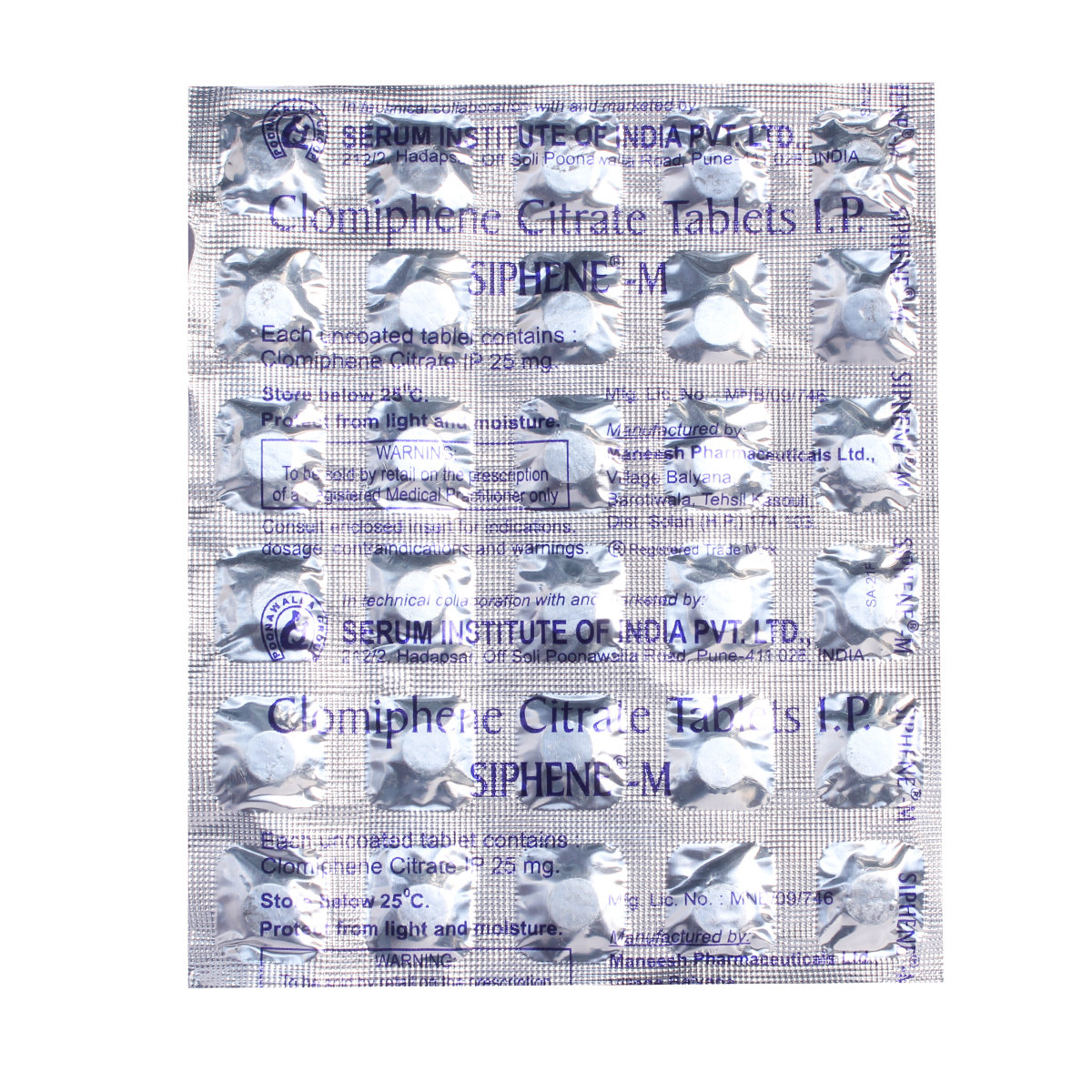 Siphene-M 25 Tablet 30's, Pack of 30 TABLETS Siphene-M 25 Tablet 30's, Pack of 30 TABLETS