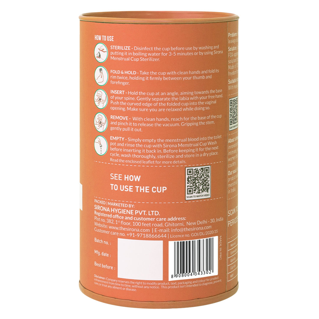 Sirona Pad-Free Periods Menstrual Cup Medium, 1 Count, Pack of 1 Sirona Pad-Free Periods Menstrual Cup Medium, 1 Count, Pack of 1