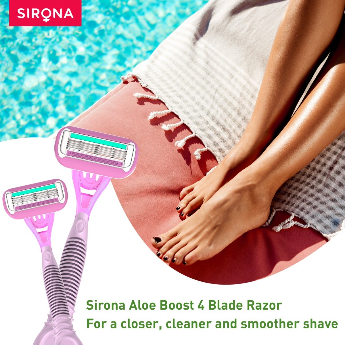 Sirona Aloe-Boost Reusable 4 Blade Razor For Women, 1 Count, Pack of 1 Sirona Aloe-Boost Reusable 4 Blade Razor For Women, 1 Count, Pack of 1